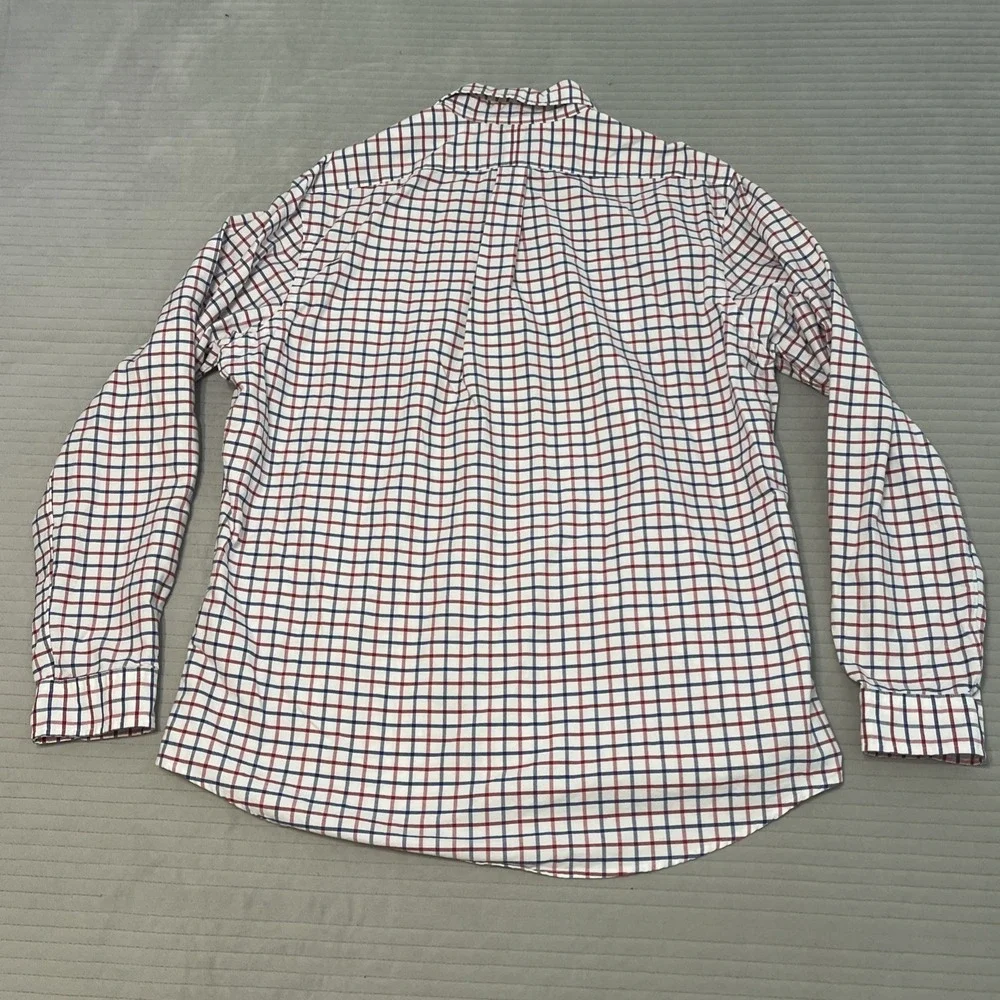 Polo Ralph Lauren Shirt Mens XL Classic Fit red blue Stripped Plaid Long Sleeve
